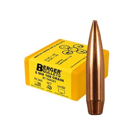Пуля Berger Boat Tail Tagret 6mm/108gr. 100шт.