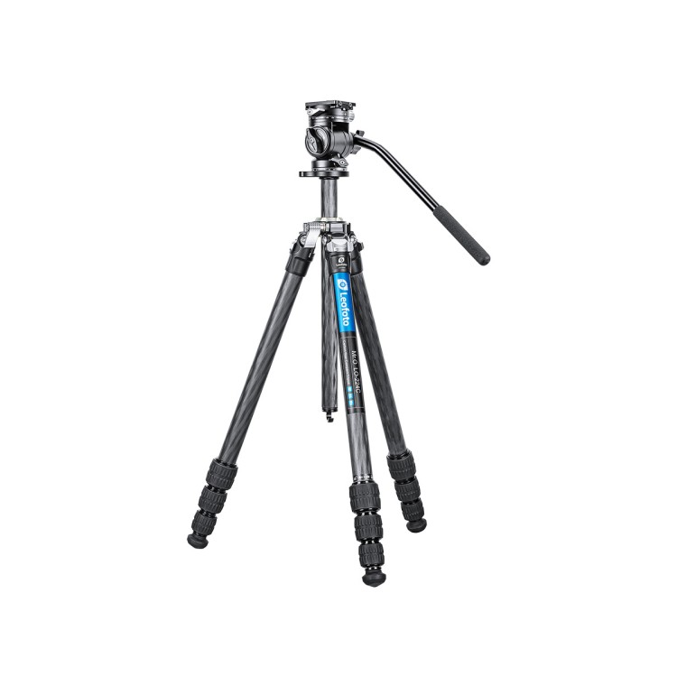 Штатив трипод Leofoto LO-224C + BV-1R с центральной колонной (видеоголова жидкостная, вес 0,433 кг, длина рычага 280 мм) CARBON (размер в собранном виде 560 мм,макс.высота 1700 мм,мин.180 мм,вес 1,24 кг. резьба 3/8)