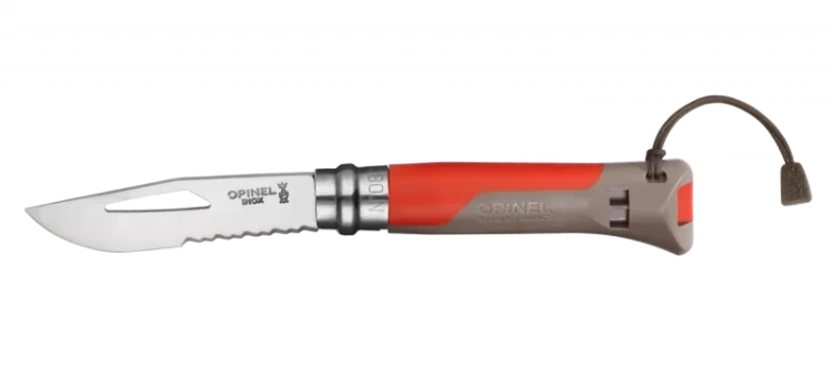 Нож складной Opinel Outdoor 08, нержавеющая сталь, полимер, красный/серый