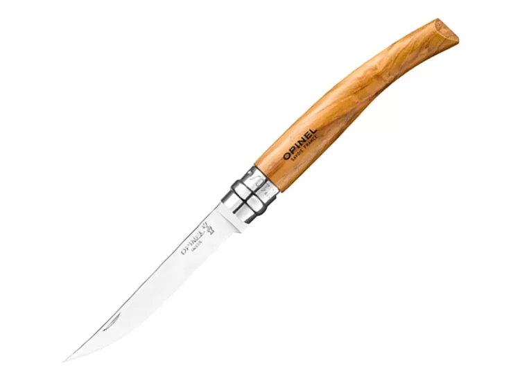 Нож складной Opinel Olive Effile 10 New, филейный,нержавеющая сталь, футляр