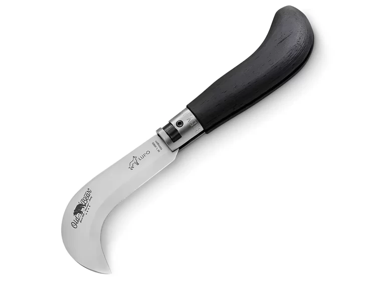 Нож складной Old Bear Pruning S, сталь 1.4060, Satin, чёрный ламинат