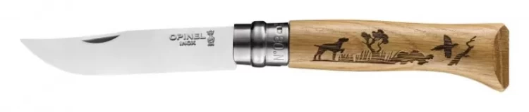 Нож складной Opinel Animalia Dog 08, нержавеющая сталь, дуб, собака
