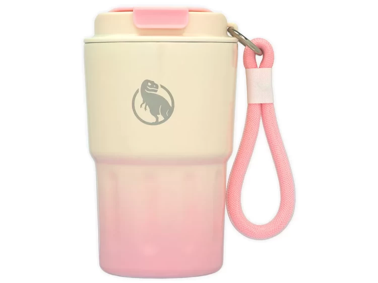 Термокружка Theropod TP-9149 0.34L, герметичная крышка, цвет бело-розовый