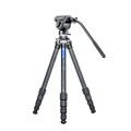 Штатив трипод Leofoto LS-255CEX + BV-5 (видеоголова жидкостная, вес 0,528 кг, длина рычага 280 мм) CARBON (размер в собранном виде 450 мм,макс.высота 1406 мм,мин.83 мм,вес 1,03 кг. резьба 3/8)